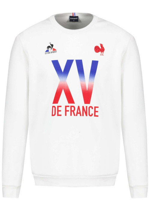 Sweat en coton mélangé blanc uni coupe droite avec un col rond et inscriptions