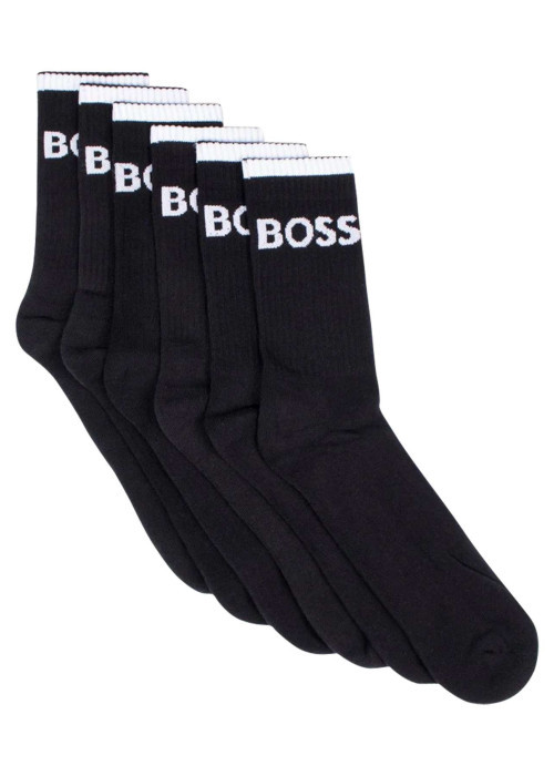 Lot de 6 paires de chaussettes hautes en coton mélangé noires unies