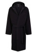 Thumbnail Robe de chambre à capuche en coton noire unie avec une coupe droite