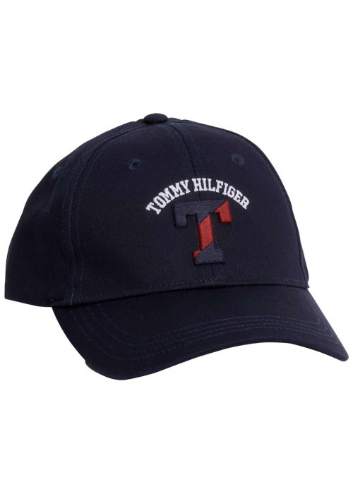 Casquette en coton marine unie avec une fermeture à picots à l'arrière