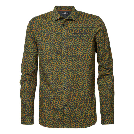 Chemise en coton kaki imprimée coupe regular...