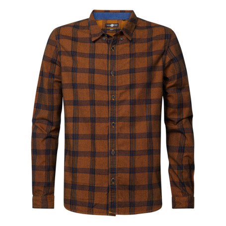 Chemise en coton marron tartan coupe regular...