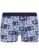 Thumbnail Boxer Classique en coton bleu avec des imprimés et une coupe fermée