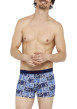 Thumbnail Boxer Classique en coton bleu avec des imprimés et une coupe fermée - Image 2