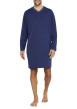 Thumbnail Pyjama T-Shirt De Nuit en coton marine uni avec une coupe droite et un col V