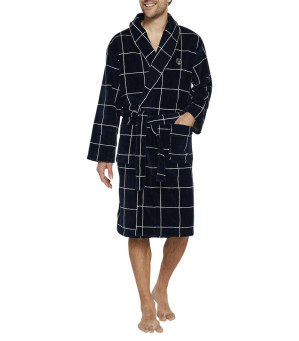 Peignoir Homme Léger En Coton Style Kimono – Col V, Manches 3/4, Ceinture – Pour Spa, Sauna, été – Tissu Crêpe Respirant