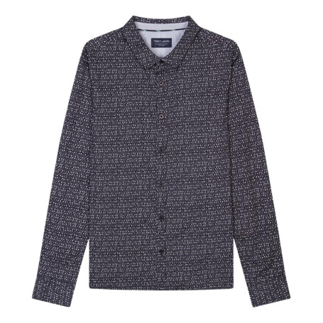 Chemise coupe slim en coton noir imprimé...