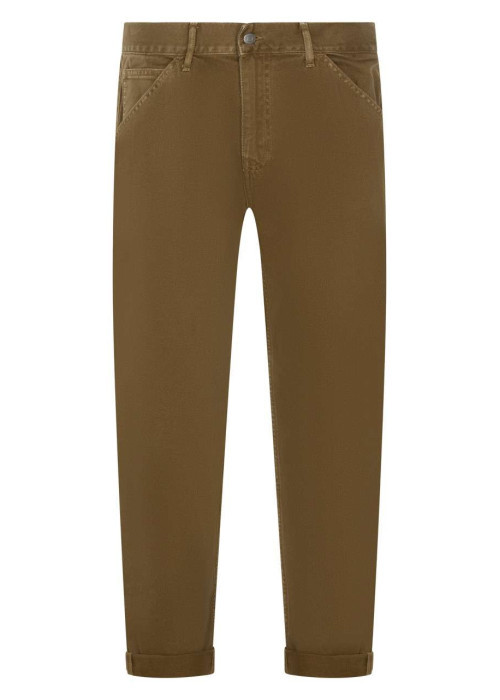 Pantalon en coton camel avec une coupe regular fit et 5 poches