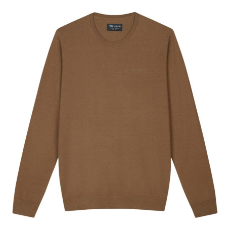 Pull marron avec un logo brodé à la poitrine...