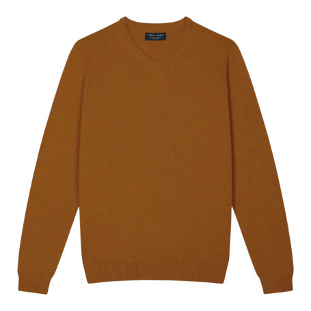 Pull en coton orange chiné avec logo brodé à la...