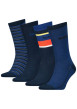 Thumbnail Coffret 4 paires de chaussettes hautes en coton stretch bleu marine et rayées