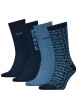 Thumbnail Coffret 4 paires de chaussettes hautes en coton mélangé à nuances de bleu