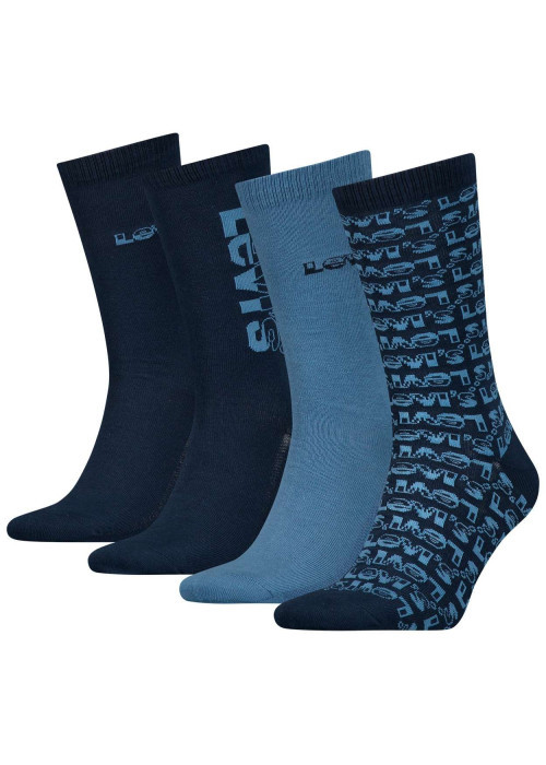 Coffret 4 paires de chaussettes hautes en coton mélangé à nuances de bleu