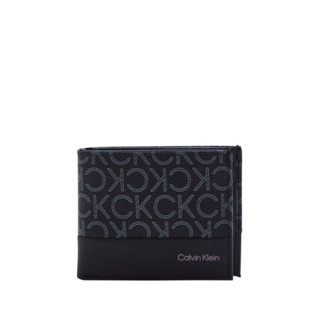 Portefeuille noir grainé avec monogramme...
