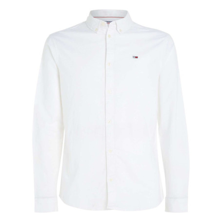 Chemise en coton blanc avec une coupe droite et...