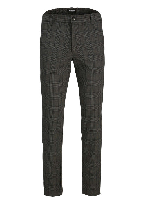 Pantalon chino Toile anthracite imprimé prince de galle avec une coupe slim