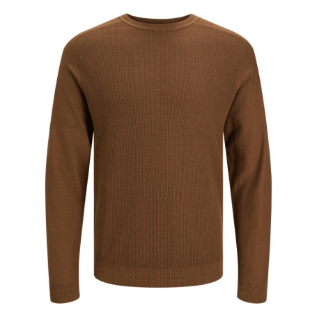 Pull en coton et lin mélangé camel en maille...