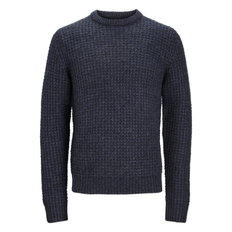 Pull en laine mélangée marine jersey endroit à...