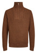 Thumbnail Pull en coton camel maille jersey avec une coupe droite et un col zippé