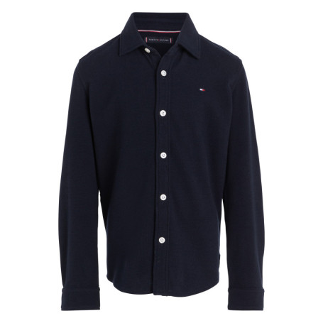 Chemise en coton marine unie avec une coupe...