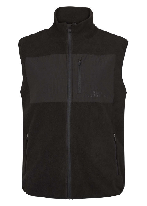 Cardigan sans manches noir polaire avec une coupe droite et un col montant