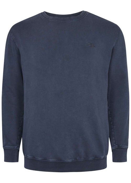 Sweat en coton marine uni avec une coupe droite et un col rond