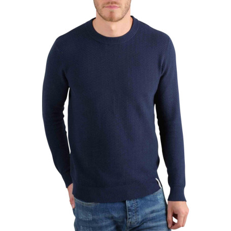 Pull en coton bleu marine uni en maille...