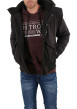 Thumbnail Blouson zippé noir uni avec une coupe droite et un col à capuche
