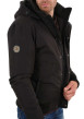 Thumbnail Blouson zippé noir uni avec une coupe droite et un col à capuche - Image 3