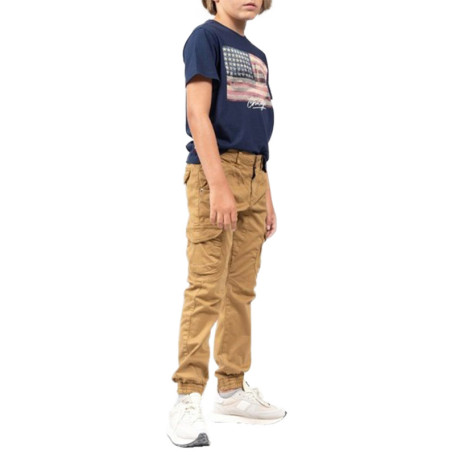 Pantalon Cargo en coton caramel uni avec 2...
