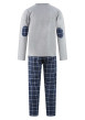 Thumbnail Pyjama long en coton gris et à carreaux avec une coupe droite et un col tunisien - Image 2