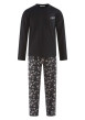 Thumbnail Pyjama long en coton noir et fleuri avec une coupe droite et un col rond