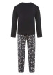 Thumbnail Pyjama long en coton noir et fleuri avec une coupe droite et un col rond - Image 2