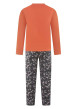 Thumbnail Pyjama long en coton couleur brique et fleuri avec une coupe droite et un col v - Image 2