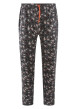 Thumbnail Pyjama long en coton couleur brique et fleuri avec une coupe droite et un col v - Image 3