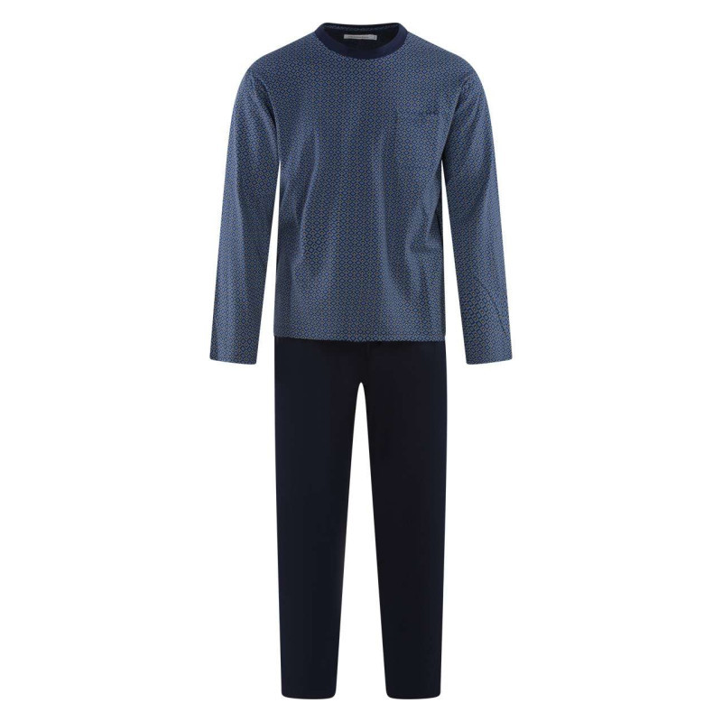 Christian Cane - Pyjama Long En Coton Bleu à Imprimé Une Coupe Droite Et Un Col Rond - Bleu