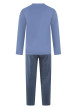 Thumbnail Pyjama long en coton bleu à imprimé avec une coupe droite et un col v - Image 2