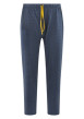 Thumbnail Pyjama long en coton bleu à imprimé avec une coupe droite et un col v - Image 3
