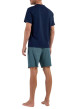 Thumbnail Pyjama court en coton bleu imprimé ovales avec coupe fermée et col tunisien - Image 2
