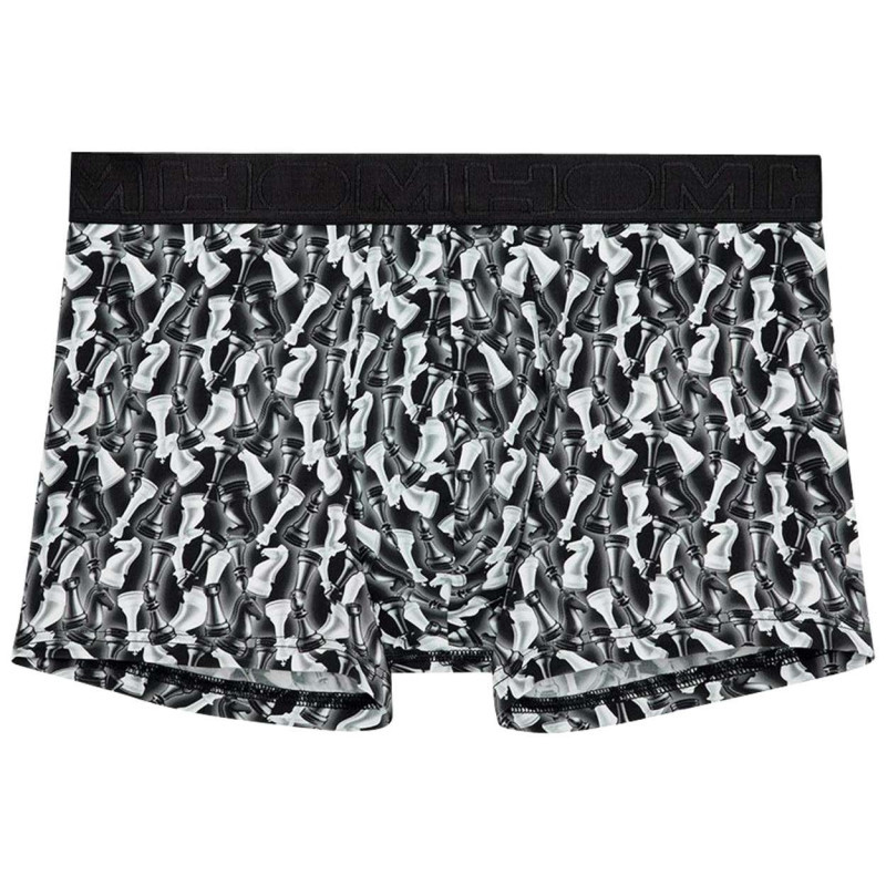 Hom - Boxer Classique Noir Et Blanc Imprimé Avec Une Coupe Près Du Corps - Noir Hom - Boxer Classique Noir Et Blanc Imprimé Avec Une Coupe Près Du Corps - Noir