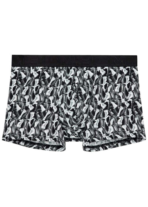 Boxer classique noir et blanc imprimé avec une coupe près du corps