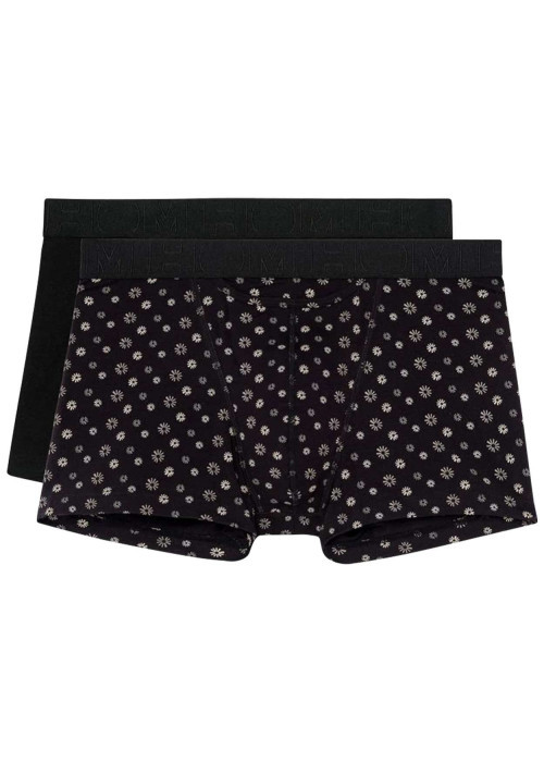 Lot de 2 boxers classiques en coton noir avec un imprimé pâquerette