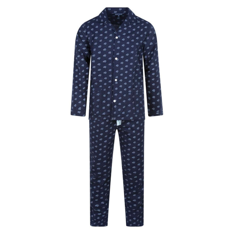 Arthur - Pyjama Long En Coton Marine Imprimé Voiture à Coupe Droite Et Col Cranté - Marine Arthur - Pyjama Long En Coton Marine Imprimé Voiture à Coupe Droite Et Col Cranté - Marine