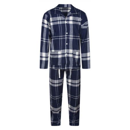Pyjama long en coton marine à tartan avec une...