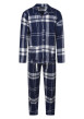 Thumbnail Pyjama long en coton marine à tartan avec une coupe droite et un col français