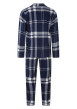 Thumbnail Pyjama long en coton marine à tartan avec une coupe droite et un col français - Image 2