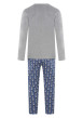 Thumbnail Pyjama long en coton gris imprimé ours avec une coupe droite et un col rond - Image 2
