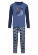 Thumbnail Pyjama long en coton bleu imprimé vélo avec une coupe droite et un col rond
