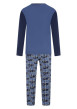 Thumbnail Pyjama long en coton bleu imprimé vélo avec une coupe droite et un col rond - Image 2