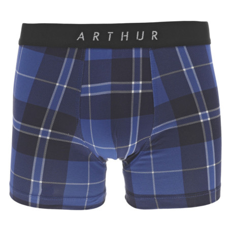 Boxer en coton bleu tartan avec une coupe...